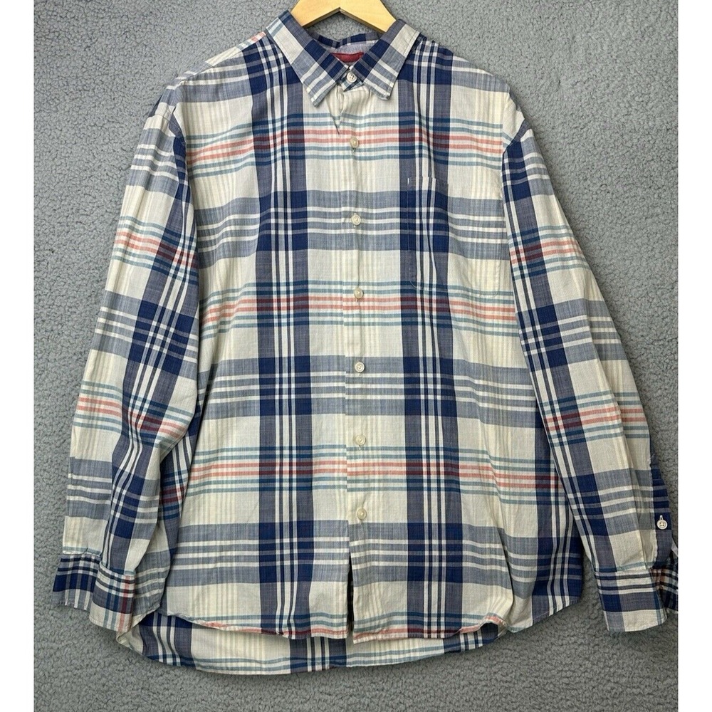 Tommy Bahama Shirt Mens XL Multicolor Plaid Button Up Long Sleeve Casual
